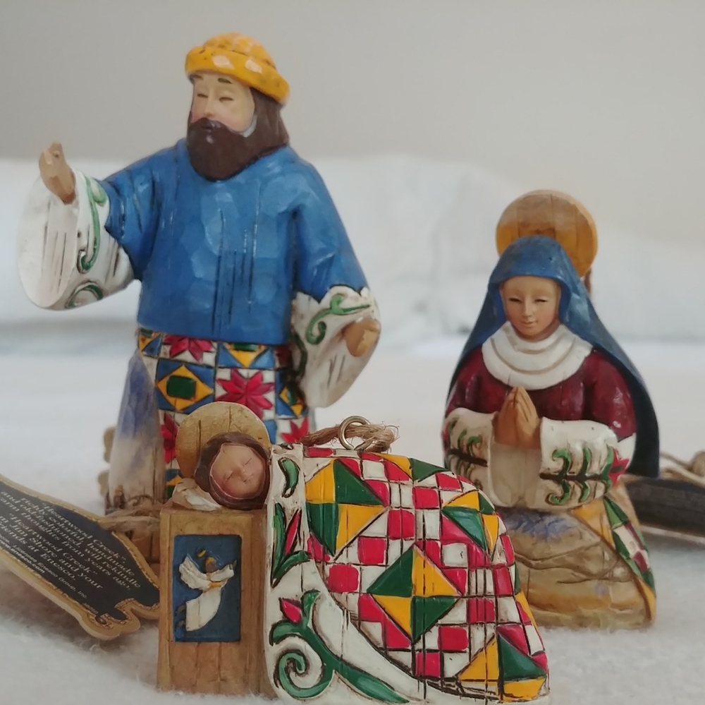 Heartwood Creek, Jim Shore, Handmade, Nativity, 3-Piece Ornament Set